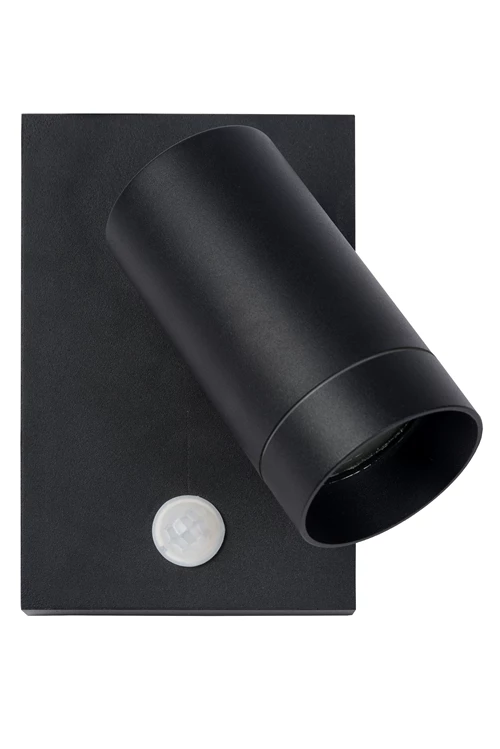 Lucide TAYLOR - Foco de pared / Lámpara de pared Dentro/Fuera - 1xGU10 - IP54 - Sensor movimiento - Negro - apagado